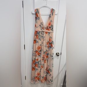 Blush Floral Print Maxi Dress